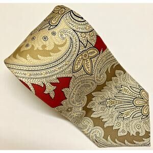 Vtg Brooks Brothers Makers Mens Red/White Paisley Repp Tie 100% Silk USA DEVINE!